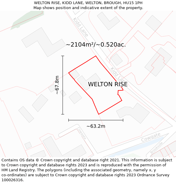 WELTON RISE, KIDD LANE, WELTON, BROUGH, HU15 1PH: Plot and title map