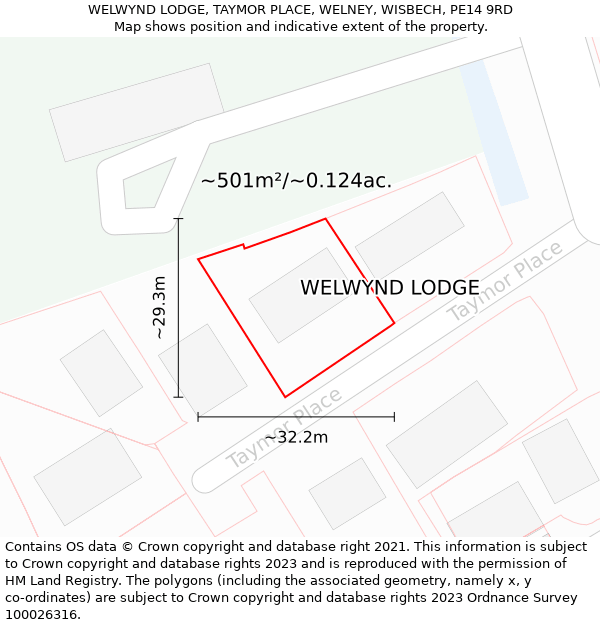 WELWYND LODGE, TAYMOR PLACE, WELNEY, WISBECH, PE14 9RD: Plot and title map