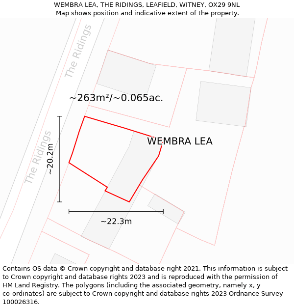 WEMBRA LEA, THE RIDINGS, LEAFIELD, WITNEY, OX29 9NL: Plot and title map