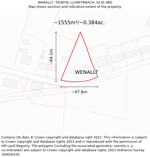 WENALLT, TEGRYN, LLANFYRNACH, SA35 0BD: Plot and title map