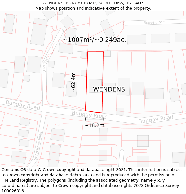 WENDENS, BUNGAY ROAD, SCOLE, DISS, IP21 4DX: Plot and title map