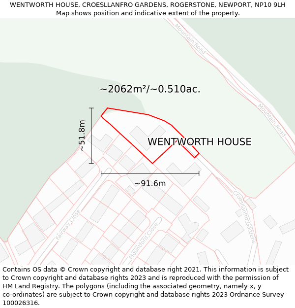 WENTWORTH HOUSE, CROESLLANFRO GARDENS, ROGERSTONE, NEWPORT, NP10 9LH: Plot and title map
