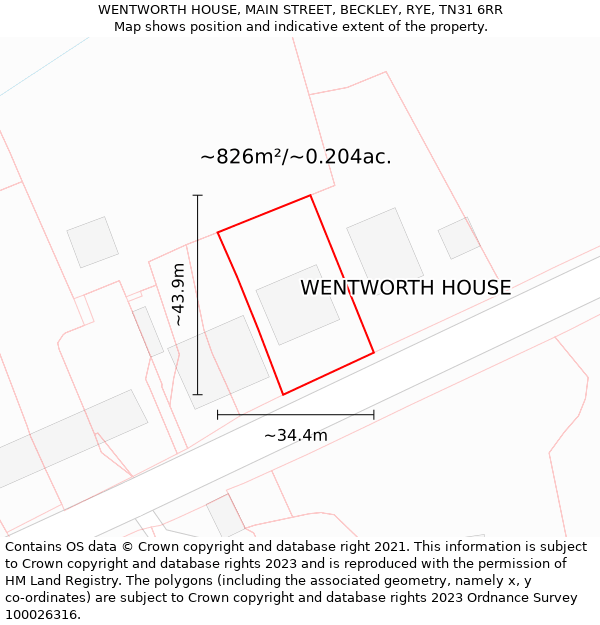 WENTWORTH HOUSE, MAIN STREET, BECKLEY, RYE, TN31 6RR: Plot and title map