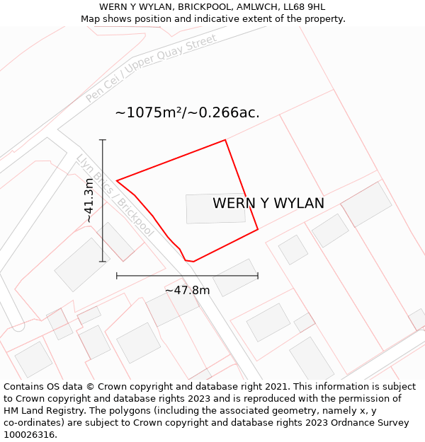 WERN Y WYLAN, BRICKPOOL, AMLWCH, LL68 9HL: Plot and title map
