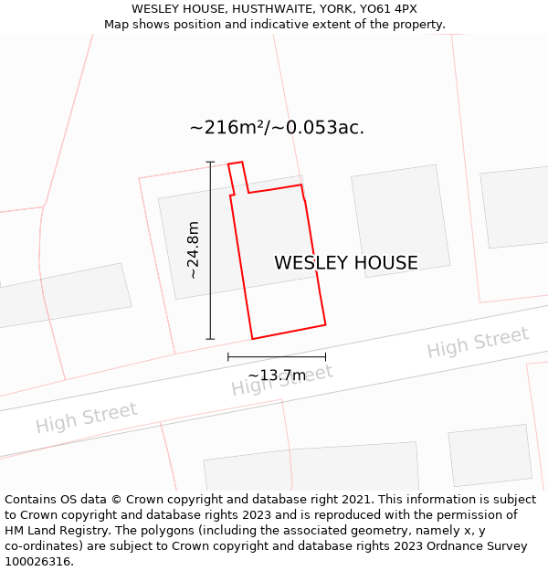 WESLEY HOUSE, HUSTHWAITE, YORK, YO61 4PX: Plot and title map