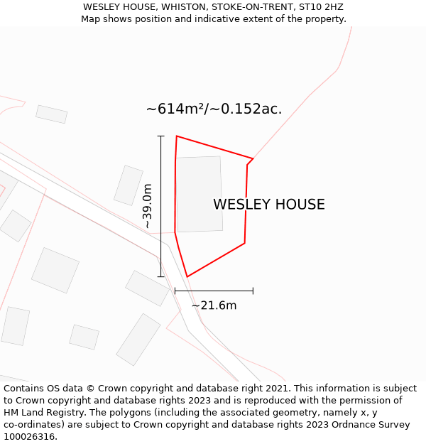 WESLEY HOUSE, WHISTON, STOKE-ON-TRENT, ST10 2HZ: Plot and title map