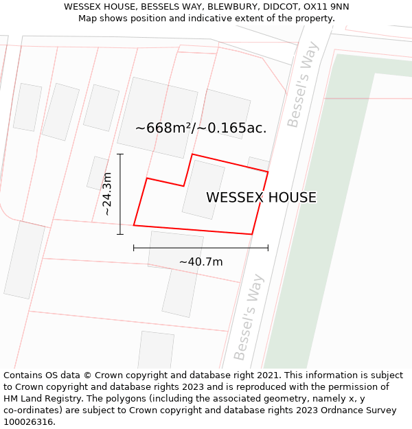 WESSEX HOUSE, BESSELS WAY, BLEWBURY, DIDCOT, OX11 9NN: Plot and title map