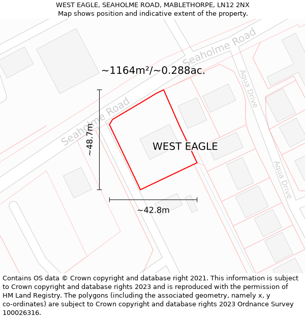 WEST EAGLE, SEAHOLME ROAD, MABLETHORPE, LN12 2NX: Plot and title map