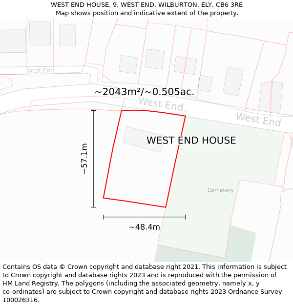 WEST END HOUSE, 9, WEST END, WILBURTON, ELY, CB6 3RE: Plot and title map