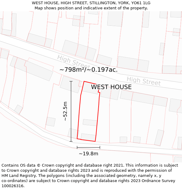 WEST HOUSE, HIGH STREET, STILLINGTON, YORK, YO61 1LG: Plot and title map