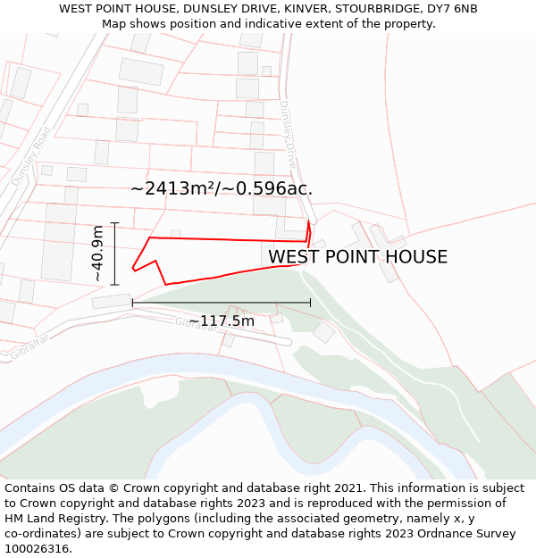 WEST POINT HOUSE, DUNSLEY DRIVE, KINVER, STOURBRIDGE, DY7 6NB: Plot and title map