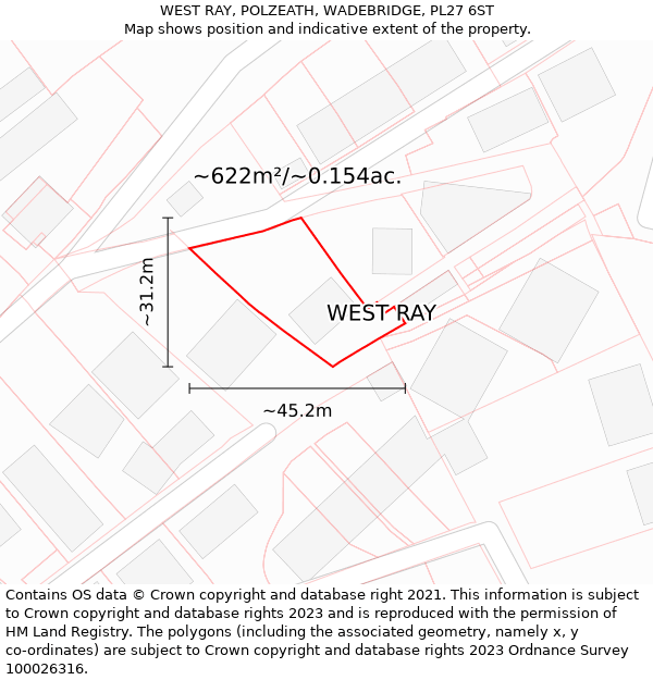 WEST RAY, POLZEATH, WADEBRIDGE, PL27 6ST: Plot and title map