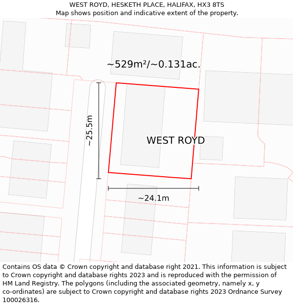 WEST ROYD, HESKETH PLACE, HALIFAX, HX3 8TS: Plot and title map