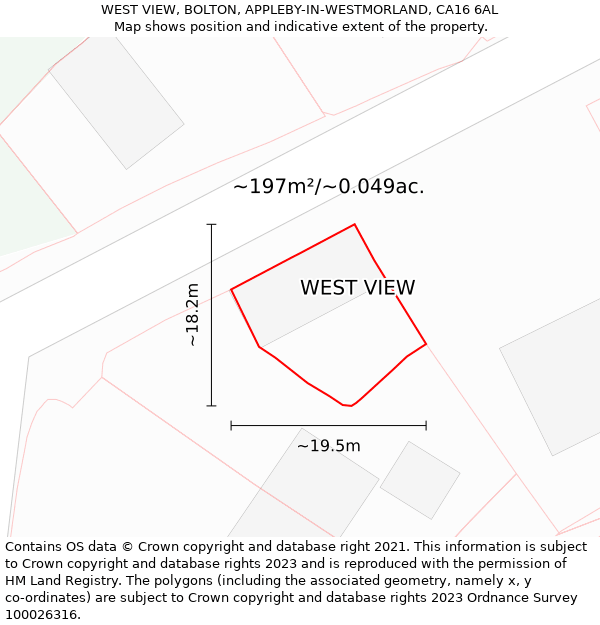 WEST VIEW, BOLTON, APPLEBY-IN-WESTMORLAND, CA16 6AL: Plot and title map
