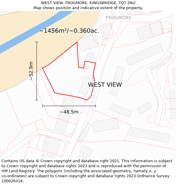 WEST VIEW, FROGMORE, KINGSBRIDGE, TQ7 2NU: Plot and title map