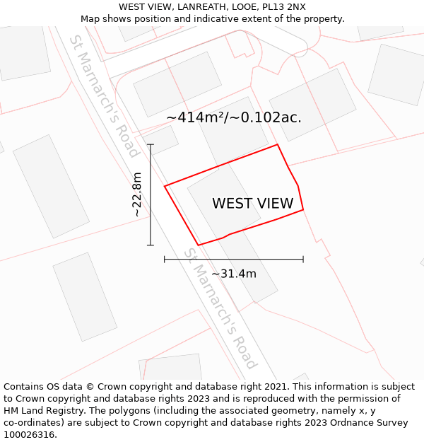 WEST VIEW, LANREATH, LOOE, PL13 2NX: Plot and title map
