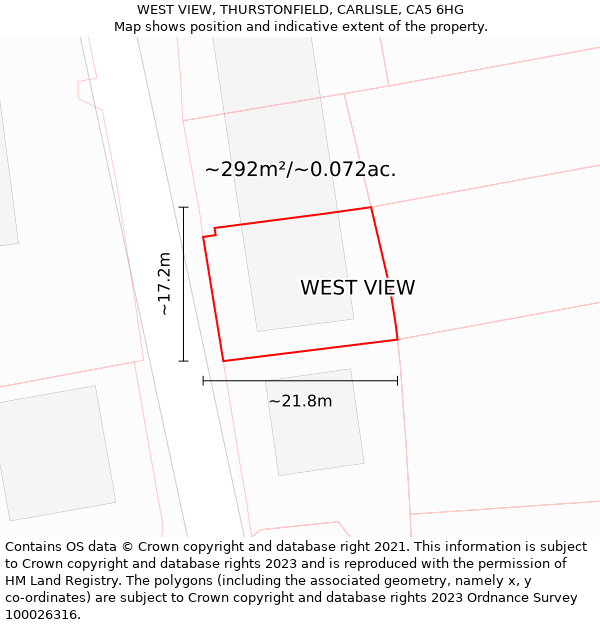 WEST VIEW, THURSTONFIELD, CARLISLE, CA5 6HG: Plot and title map