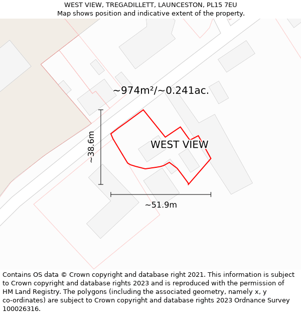 WEST VIEW, TREGADILLETT, LAUNCESTON, PL15 7EU: Plot and title map