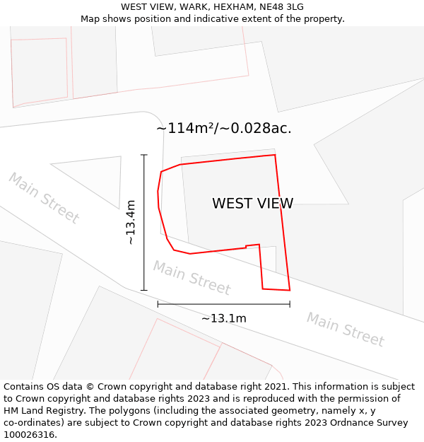 WEST VIEW, WARK, HEXHAM, NE48 3LG: Plot and title map