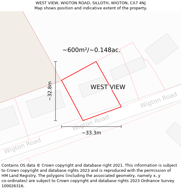 WEST VIEW, WIGTON ROAD, SILLOTH, WIGTON, CA7 4NJ: Plot and title map