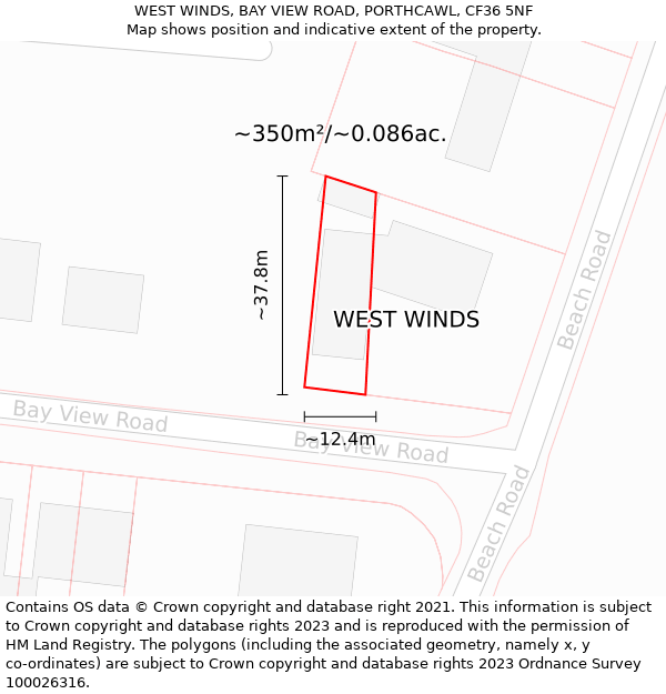 WEST WINDS, BAY VIEW ROAD, PORTHCAWL, CF36 5NF: Plot and title map