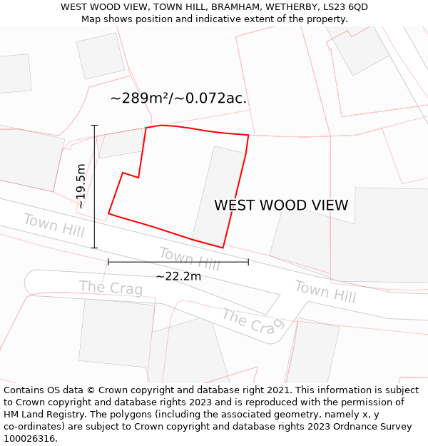 WEST WOOD VIEW, TOWN HILL, BRAMHAM, WETHERBY, LS23 6QD: Plot and title map