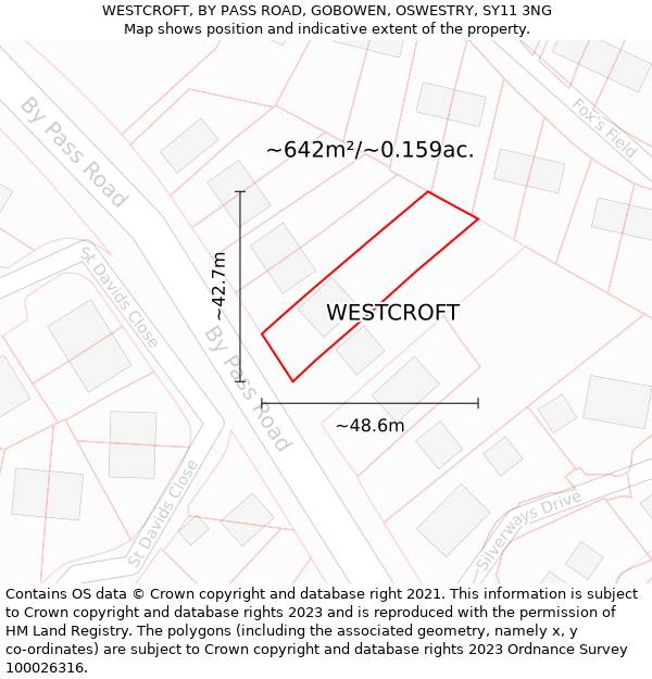 WESTCROFT, BY PASS ROAD, GOBOWEN, OSWESTRY, SY11 3NG: Plot and title map