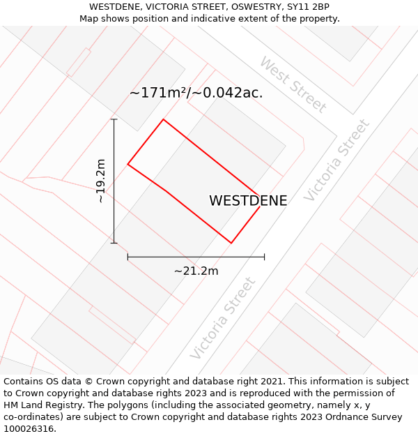 WESTDENE, VICTORIA STREET, OSWESTRY, SY11 2BP: Plot and title map