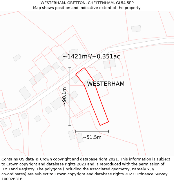 WESTERHAM, GRETTON, CHELTENHAM, GL54 5EP: Plot and title map