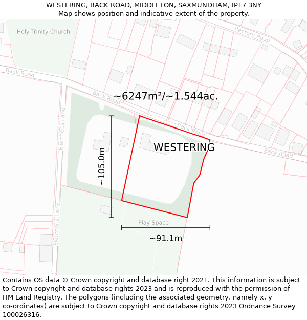 WESTERING, BACK ROAD, MIDDLETON, SAXMUNDHAM, IP17 3NY: Plot and title map