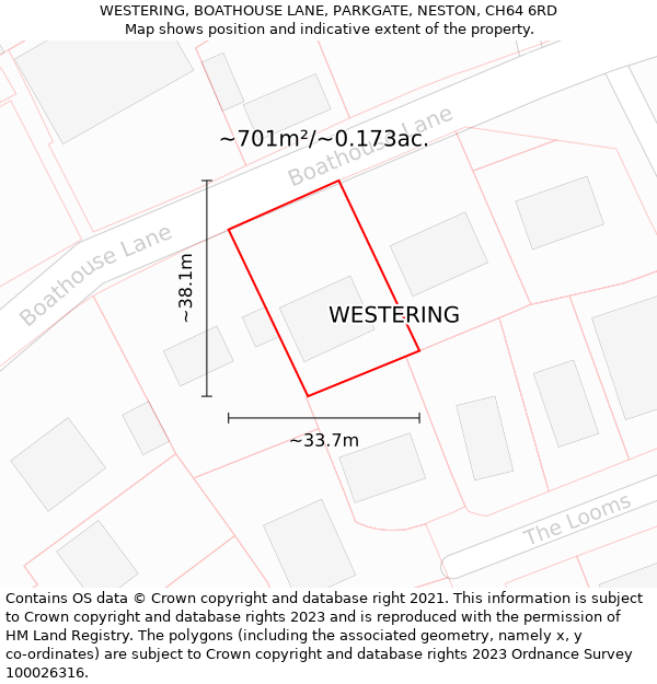 WESTERING, BOATHOUSE LANE, PARKGATE, NESTON, CH64 6RD: Plot and title map