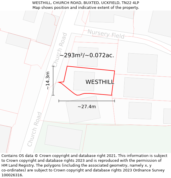 WESTHILL, CHURCH ROAD, BUXTED, UCKFIELD, TN22 4LP: Plot and title map