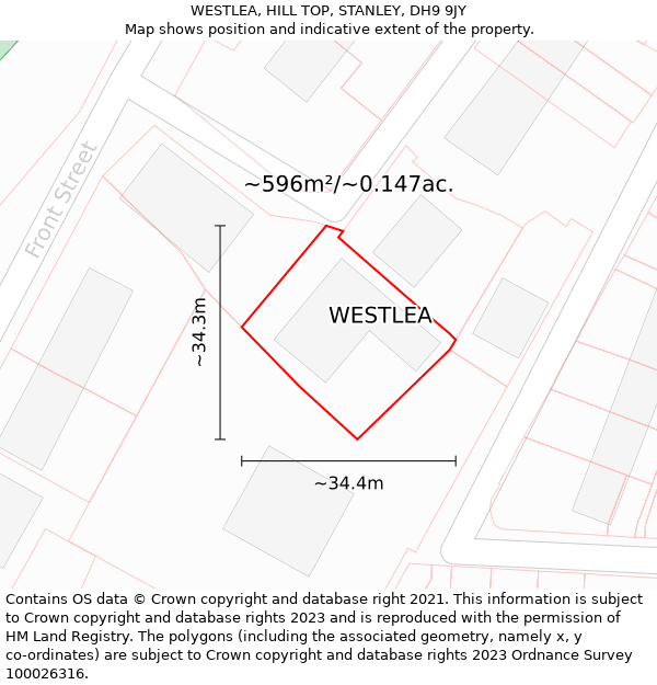 WESTLEA, HILL TOP, STANLEY, DH9 9JY: Plot and title map