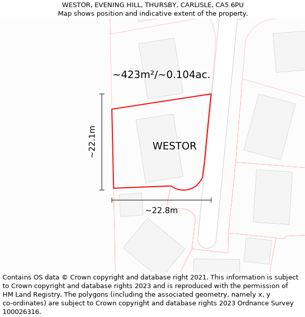 WESTOR, EVENING HILL, THURSBY, CARLISLE, CA5 6PU: Plot and title map