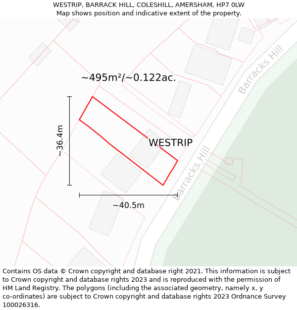 WESTRIP, BARRACK HILL, COLESHILL, AMERSHAM, HP7 0LW: Plot and title map