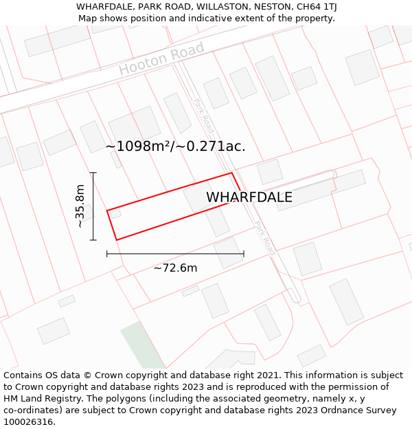 WHARFDALE, PARK ROAD, WILLASTON, NESTON, CH64 1TJ: Plot and title map