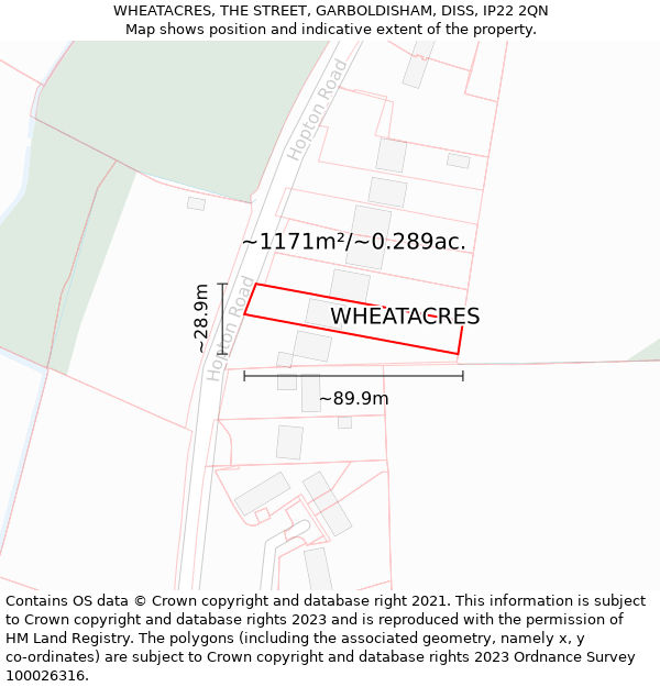 WHEATACRES, THE STREET, GARBOLDISHAM, DISS, IP22 2QN: Plot and title map