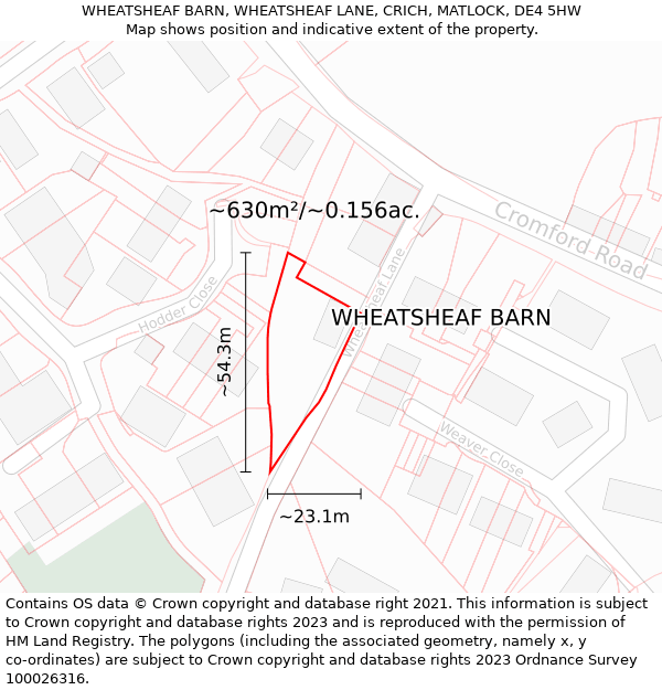 WHEATSHEAF BARN, WHEATSHEAF LANE, CRICH, MATLOCK, DE4 5HW: Plot and title map