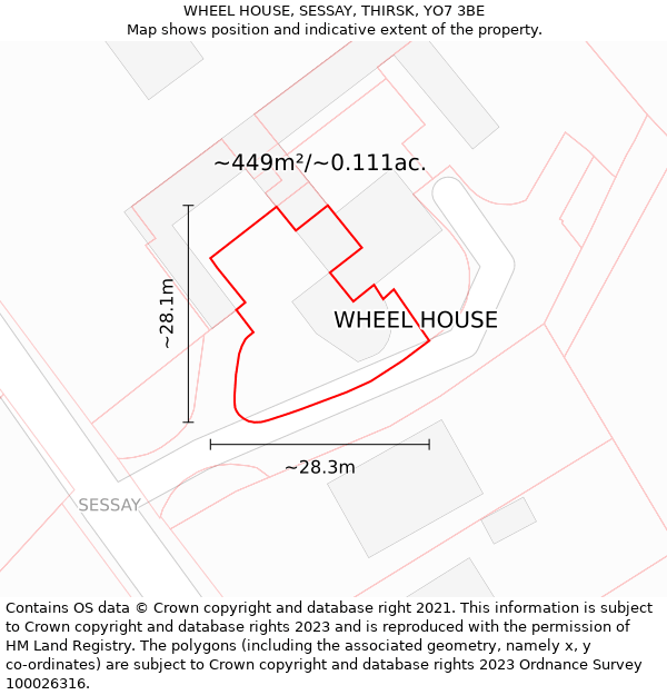 WHEEL HOUSE, SESSAY, THIRSK, YO7 3BE: Plot and title map