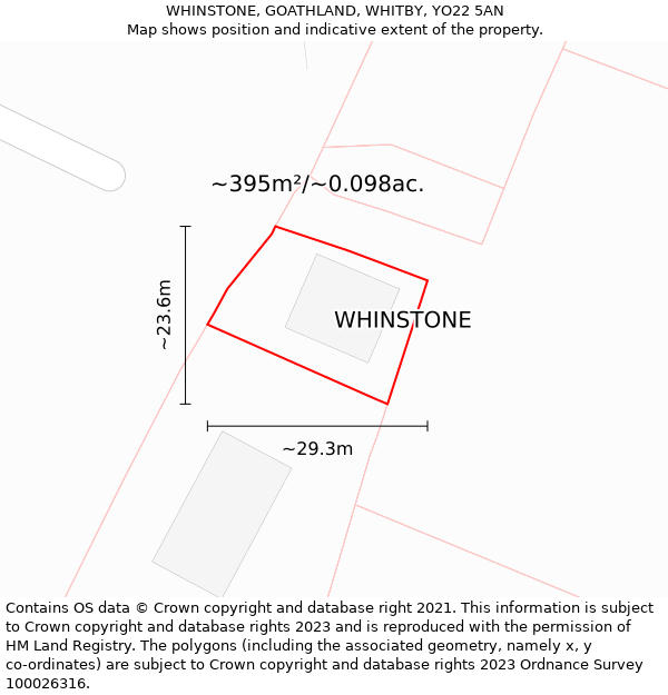 WHINSTONE, GOATHLAND, WHITBY, YO22 5AN: Plot and title map