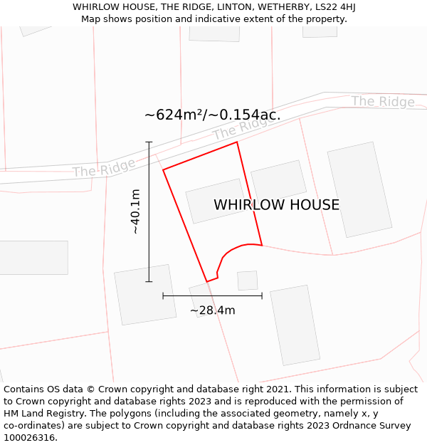 WHIRLOW HOUSE, THE RIDGE, LINTON, WETHERBY, LS22 4HJ: Plot and title map