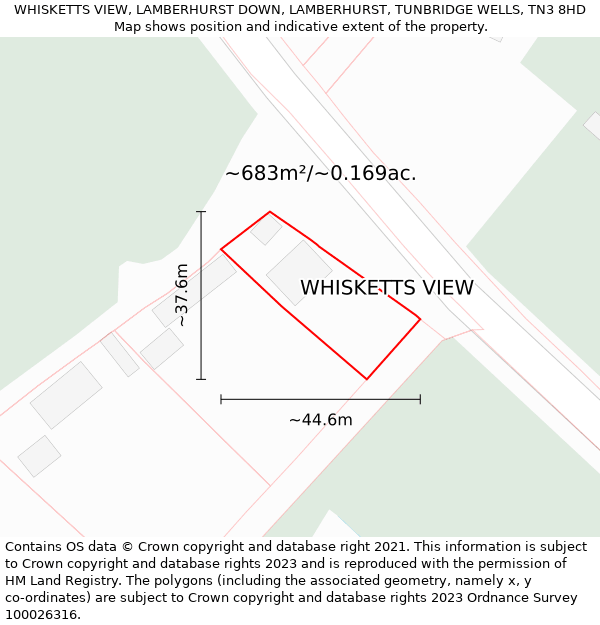 WHISKETTS VIEW, LAMBERHURST DOWN, LAMBERHURST, TUNBRIDGE WELLS, TN3 8HD: Plot and title map