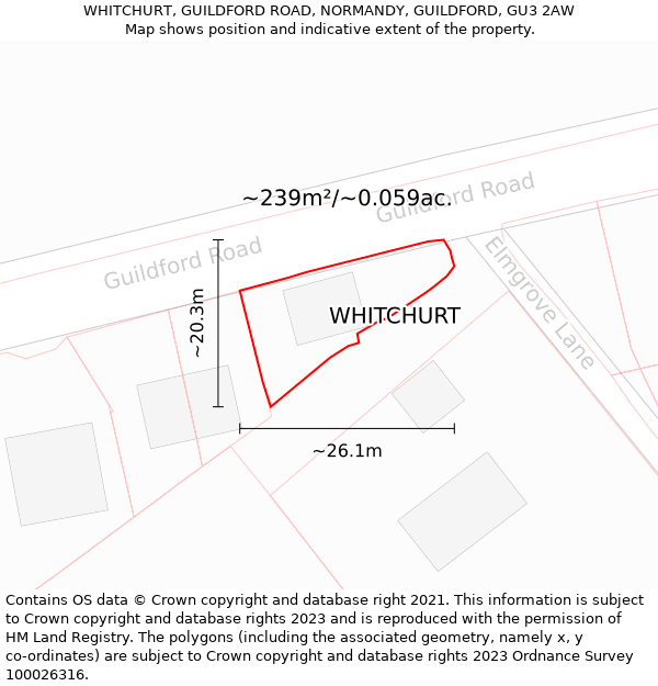 WHITCHURT, GUILDFORD ROAD, NORMANDY, GUILDFORD, GU3 2AW: Plot and title map