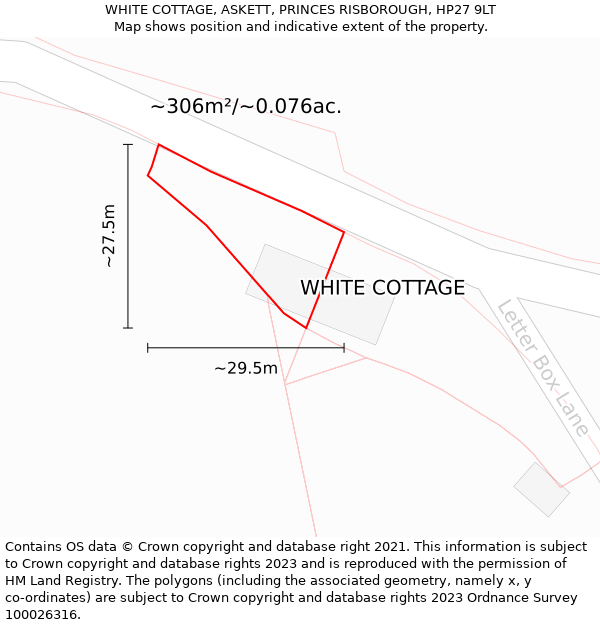 WHITE COTTAGE, ASKETT, PRINCES RISBOROUGH, HP27 9LT: Plot and title map