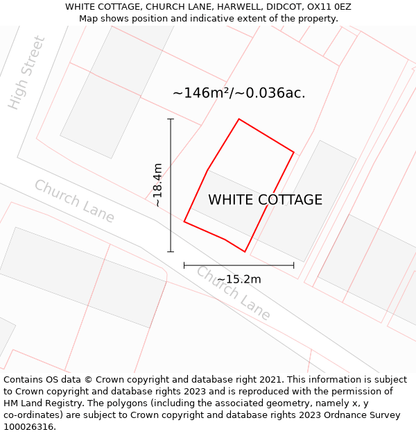 WHITE COTTAGE, CHURCH LANE, HARWELL, DIDCOT, OX11 0EZ: Plot and title map