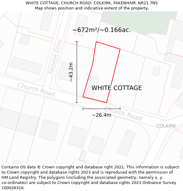 WHITE COTTAGE, CHURCH ROAD, COLKIRK, FAKENHAM, NR21 7NS: Plot and title map