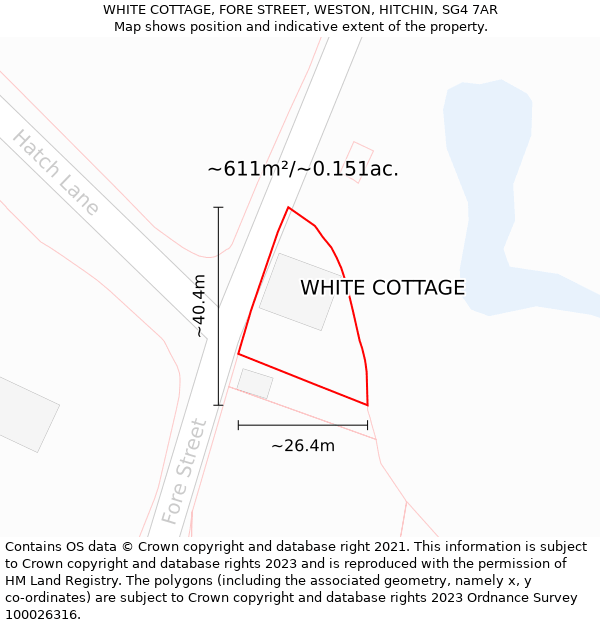 WHITE COTTAGE, FORE STREET, WESTON, HITCHIN, SG4 7AR: Plot and title map