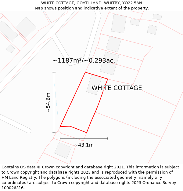 WHITE COTTAGE, GOATHLAND, WHITBY, YO22 5AN: Plot and title map