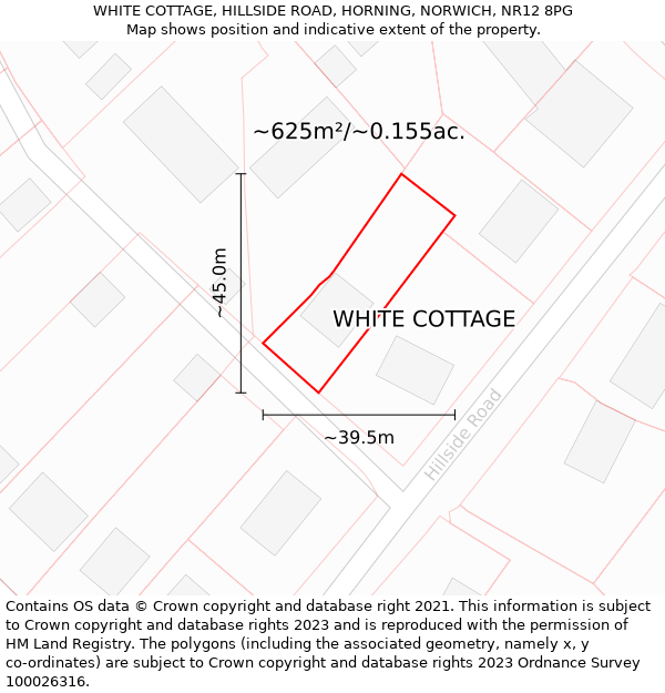 WHITE COTTAGE, HILLSIDE ROAD, HORNING, NORWICH, NR12 8PG: Plot and title map