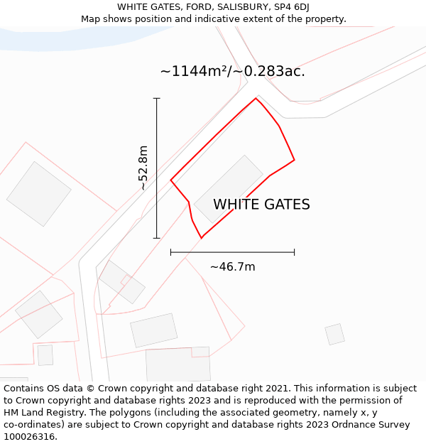 WHITE GATES, FORD, SALISBURY, SP4 6DJ: Plot and title map
